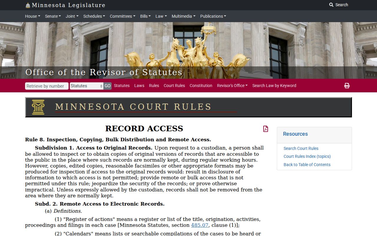Todd County civil docket Rule 8 public access text