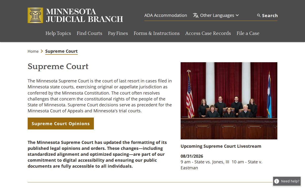 Todd County court calendar Minnesota Supreme Court record source