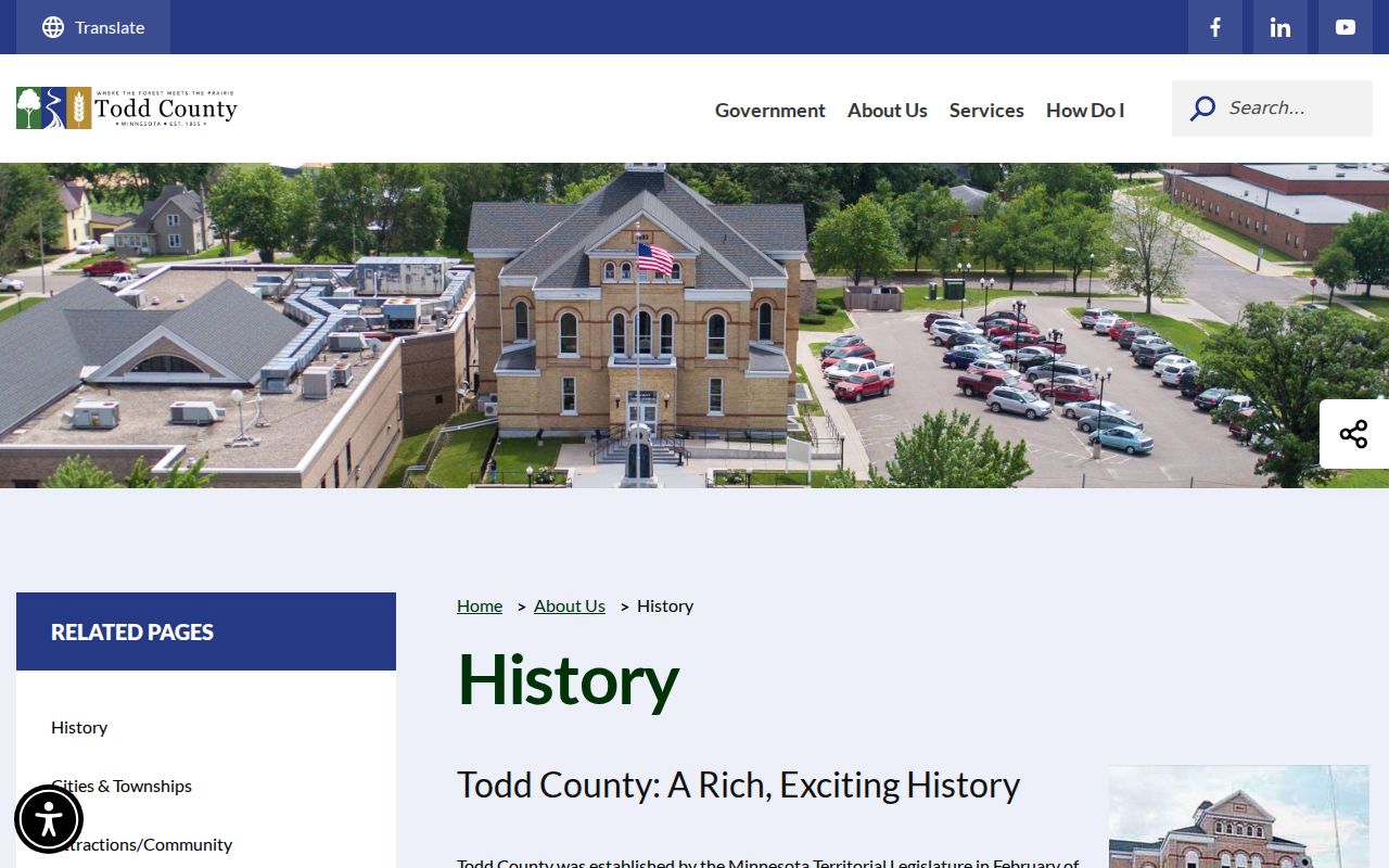 Todd County court docket local history reference