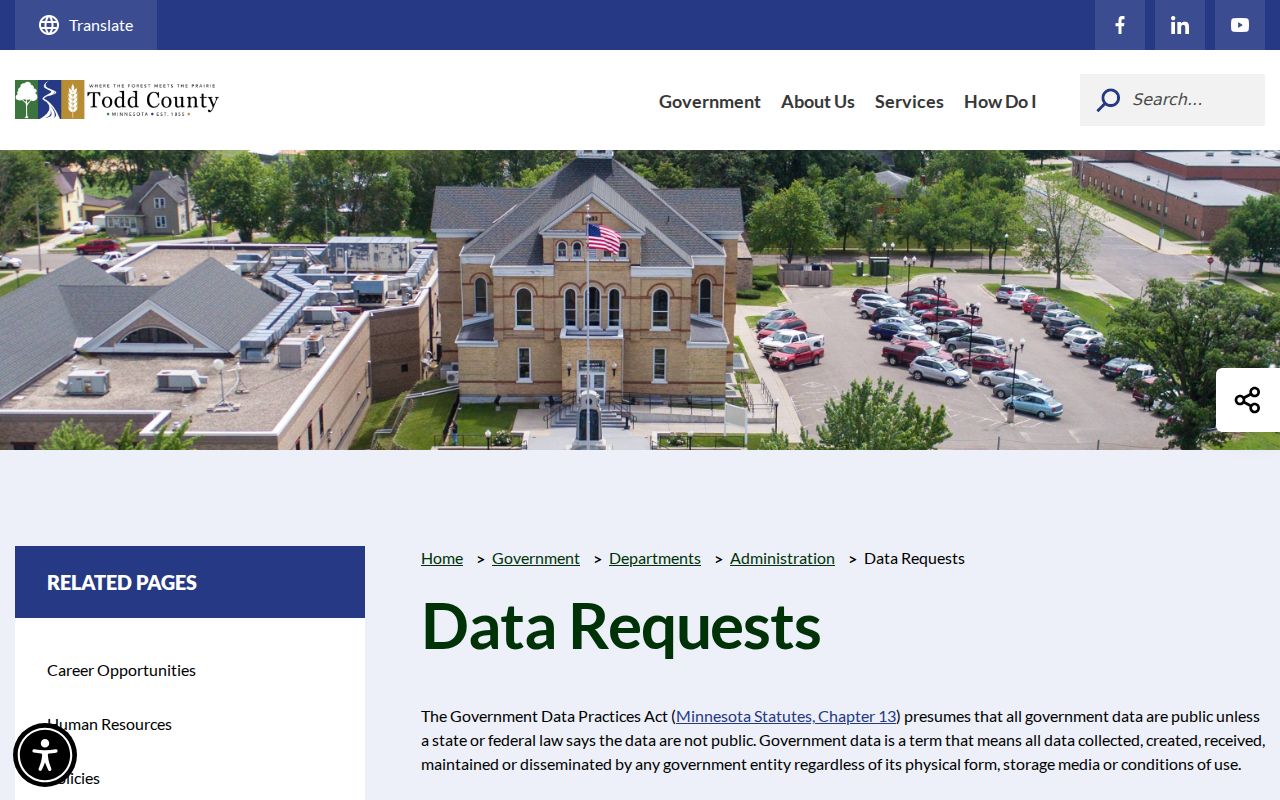 Long Prairie court docket county data request reference