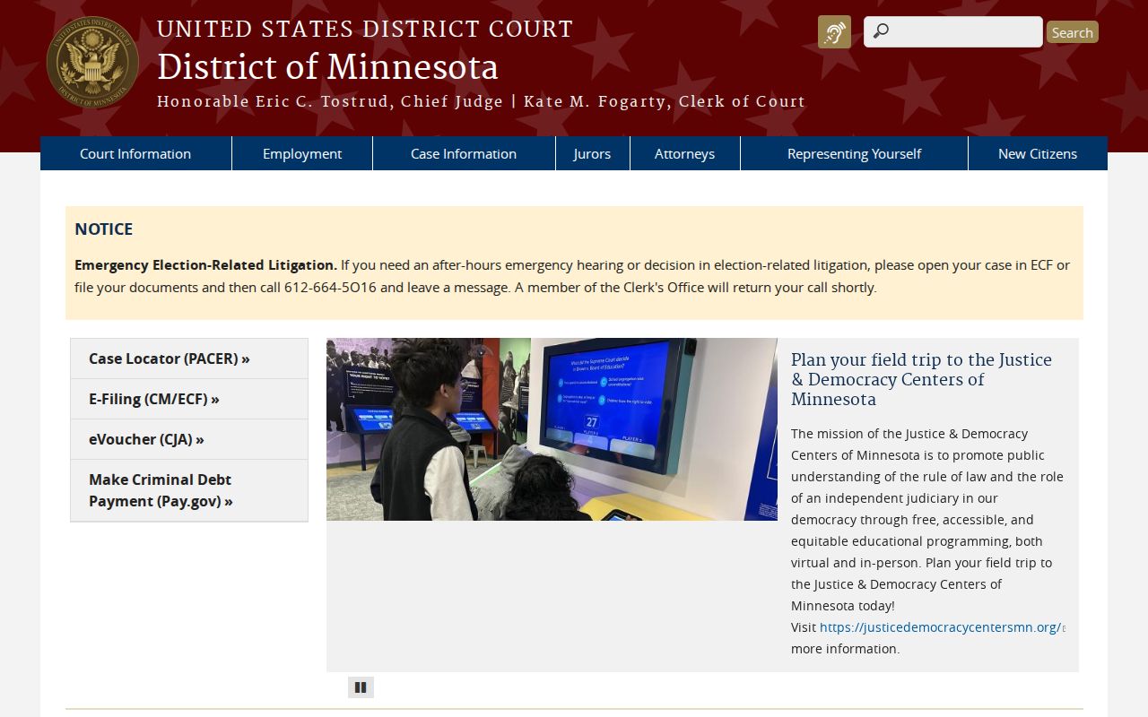Osakis court docket District of Minnesota federal court boundary