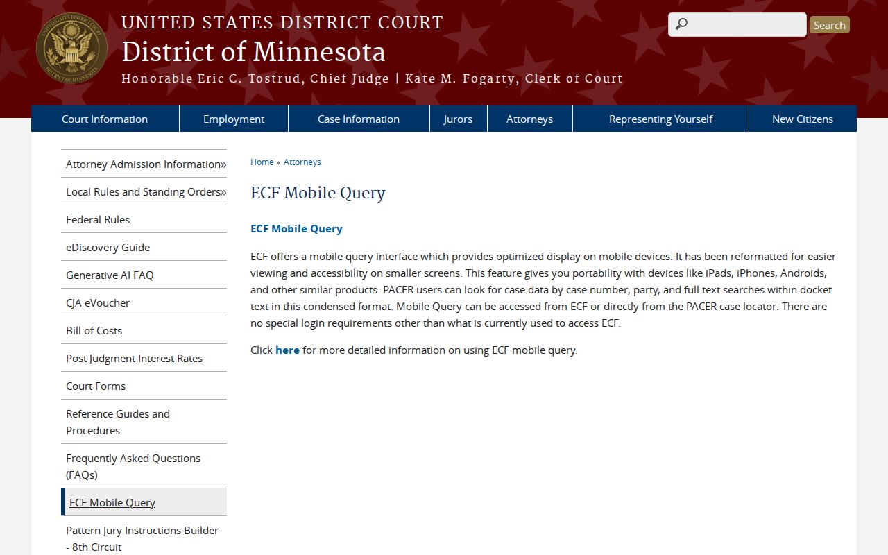 Osakis court docket federal ECF mobile query reference