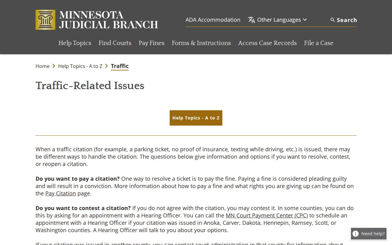Todd traffic court record Minnesota traffic issues guidance